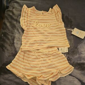 Striped Pink and White Infant Outfit